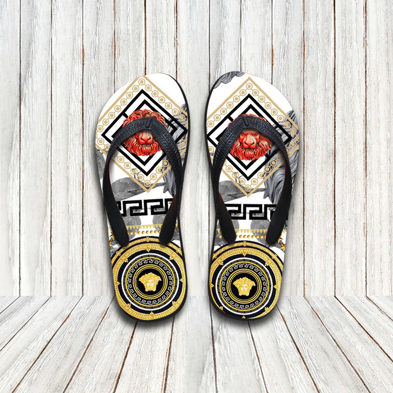 Versace Lion Head with Birds Hawaiian Shirt Shorts and Flip Flops Combo Versace Lion Head with Birds Hawaiian Shirt Shorts and Flip Flops Combo