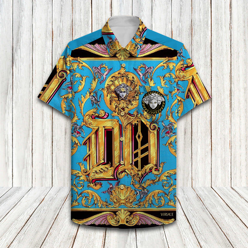 Versace Barocco Acanthus Hawaiian Shirt Shorts and Flip Flops Combo Versace Barocco Acanthus Hawaiian Shirt Shorts and Flip Flops Combo