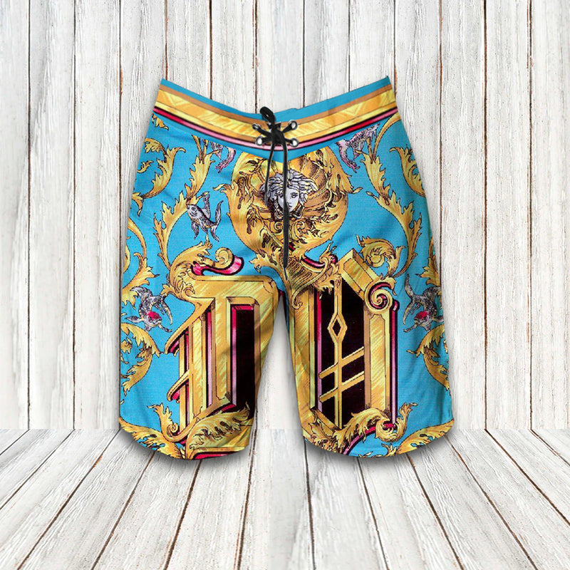 Versace Barocco Acanthus Hawaiian Shirt Shorts and Flip Flops Combo Versace Barocco Acanthus Hawaiian Shirt Shorts and Flip Flops Combo