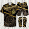 Versace Golden Medusa White Stripe Luxury Brand Brand Hawaiian Shirt Shorts and Flip Flops Combo