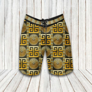 Versace Gothic Pattern Luxury Brand Hawaiian Shirt Shorts and Flip Flops Combo