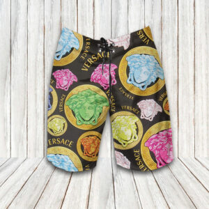 Versace Medusa Amplified Multicolour Hawaiian Shirt Shorts and Flip Flops Combo