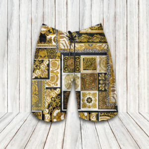 Versace Barocco Mosaic Print Luxury Brand Hawaiian Shirt Shorts and Flip Flops Combo