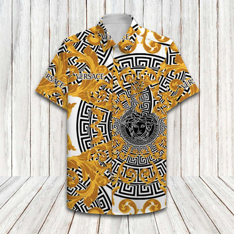 Versace Baroque Vintage Hawaiian Shirt Shorts and Flip Flops Combo Versace Baroque Vintage Hawaiian Shirt Shorts and Flip Flops Combo