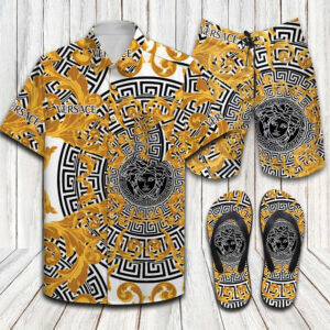 Versace Barocco Acanthus Flip Flops And Combo Hawaiin Shirt Shorts