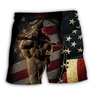 Veteran US Flag Hawaiian Shirt, Beach Shorts