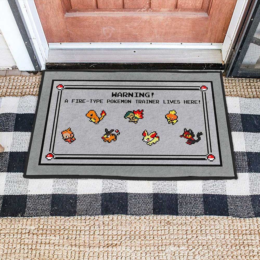 Warning A Fire Type Pokemon Trainer Lives Here Door Mat