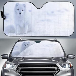 White Arctic Fox Car Auto Sunshade White Arctic Fox Car Auto Sunshade