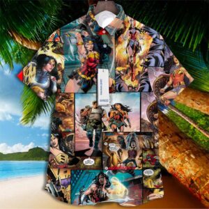 Wonder Woman Super Hero Dc Comics Tropical Aloha Hawaiian Shirt