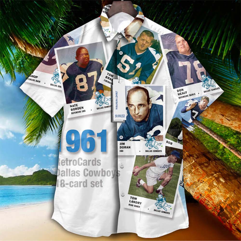Dallas Cowboys 1961 Retrocards Set Vintage Aloha Hawaiian Shirt Dallas Cowboys 1961 Retrocards Set Vintage Aloha Hawaiian Shirt