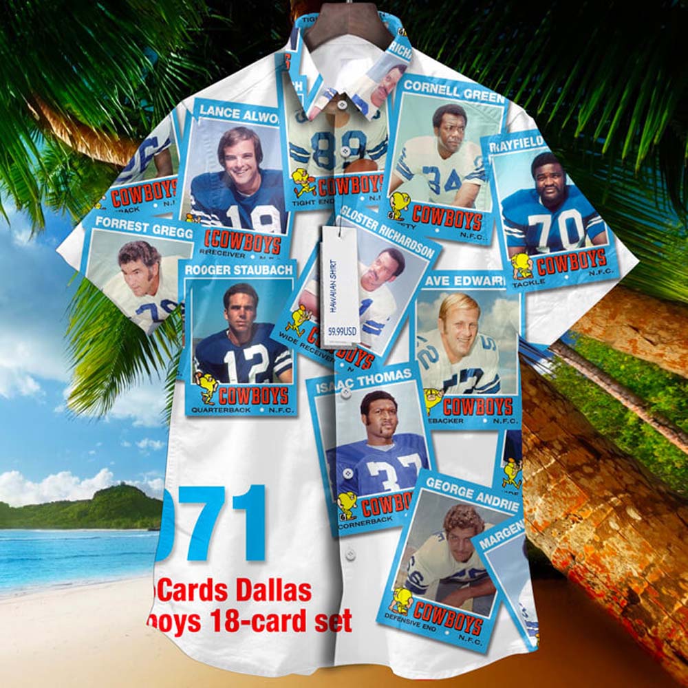 Dallas Cowboys 1971 Retrocards Set Vintage Aloha Hawaiian Shirt Dallas Cowboys 1971 Retrocards Set Vintage Aloha Hawaiian Shirt