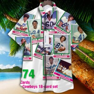 Dallas Cowboys 1974 Retrocards Set Vintage Aloha Hawaiian Shirt
