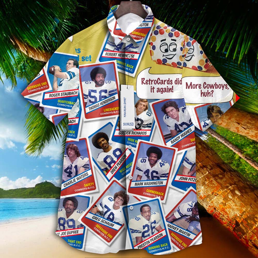 Dallas Cowboys 1976 Retrocards Set Vintage Aloha Hawaiian Shirt Dallas Cowboys 1976 Retrocards Set Vintage Aloha Hawaiian Shirt