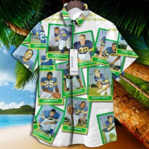 Los Angeles Rams 1963 Retrocards Set Vintage Aloha Hawaiian Shirt
