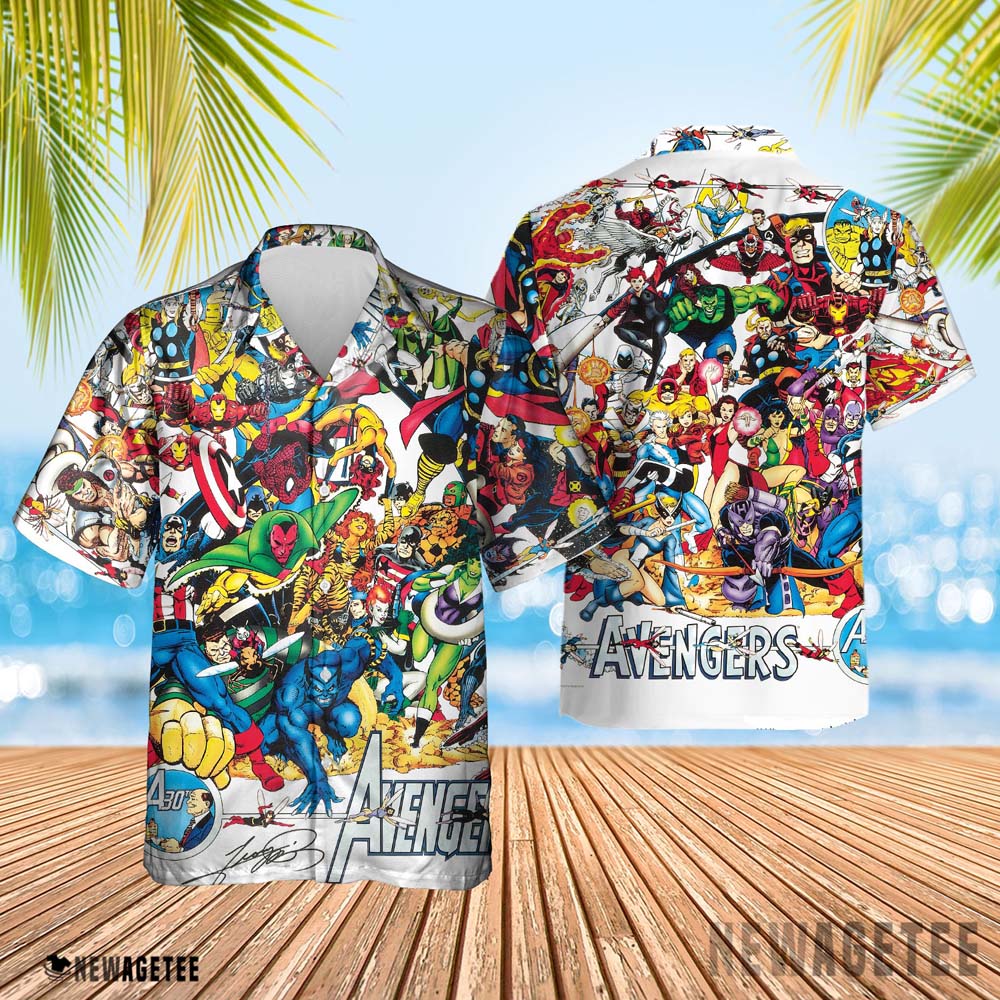George Perez Rendered Avengers 30th Anniversary Hawaiian Shirt Beach Shorts For Men And Women