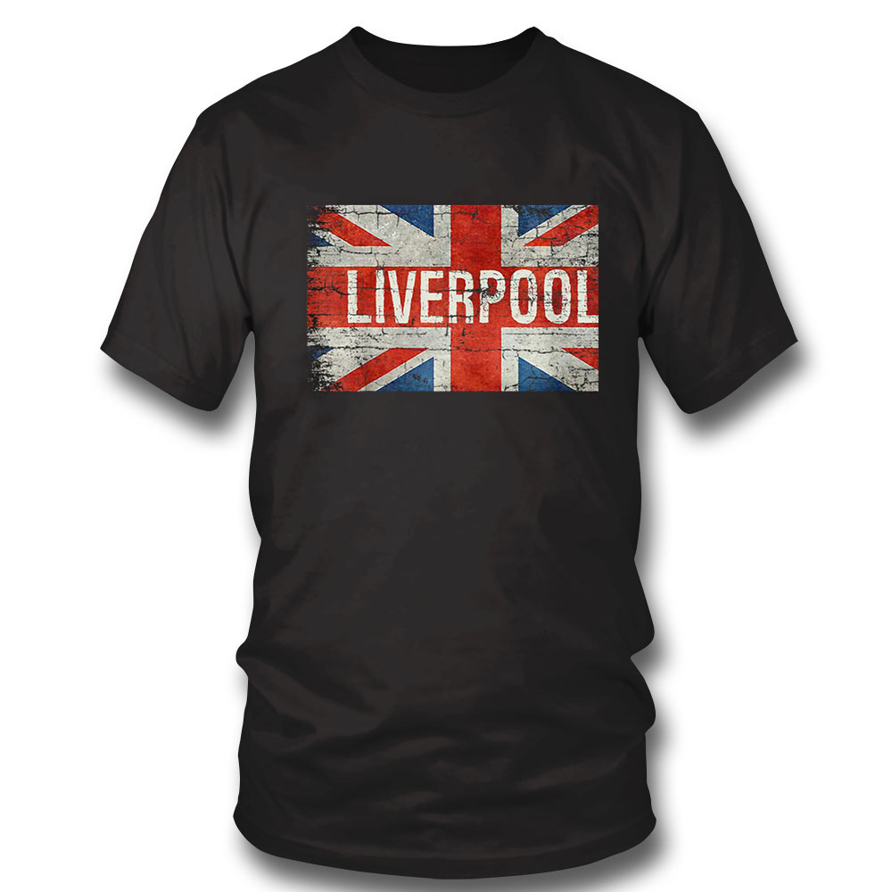 Liverpool United Kingdom British Flag Souvenir Vintage T Shirt Long Sleeve, Ladies Tee