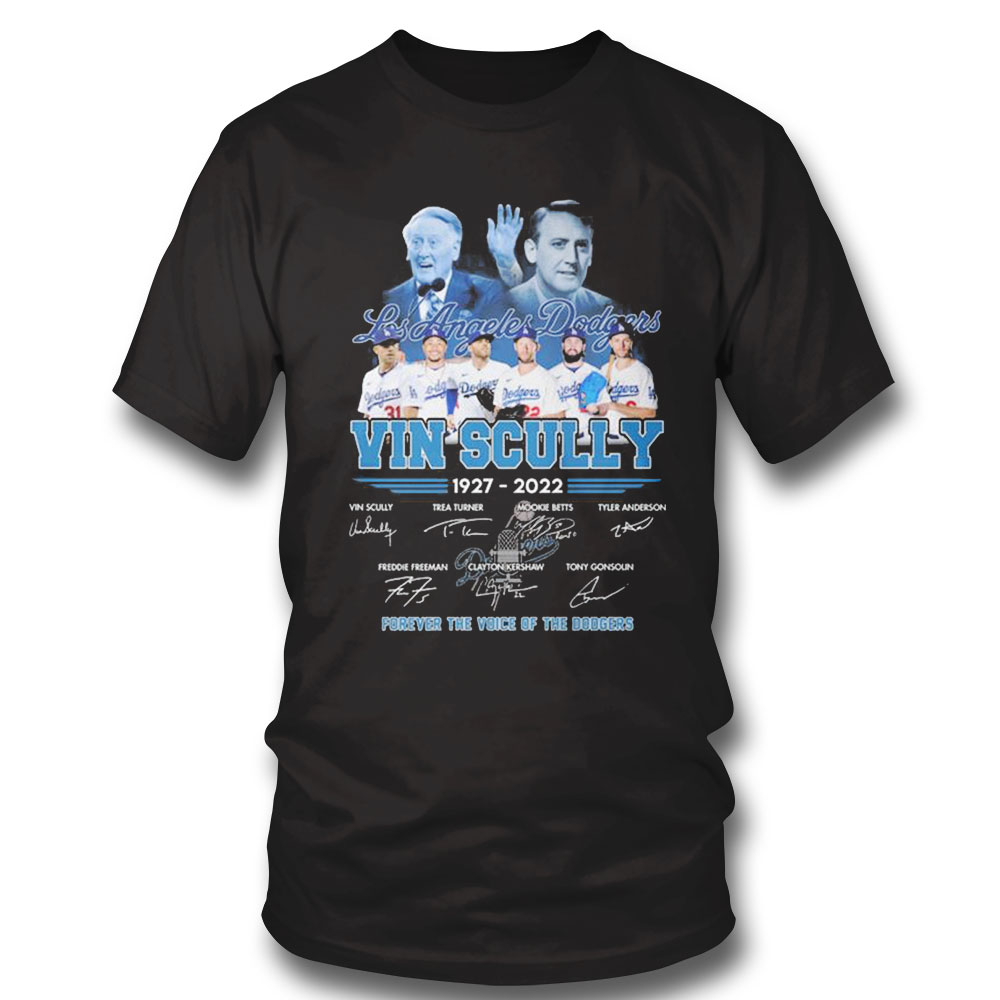 Los Angeles Dodgers Vin Scully 1927 2022 Forever The Voice Of The Dodgers Signatures Shirt Sweatshirt, Tank Top, Ladies Tee