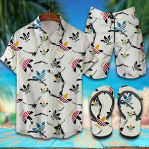 Adidas 2022 Hawaiian Shirt Beach Shorts and Flip Flops Combo