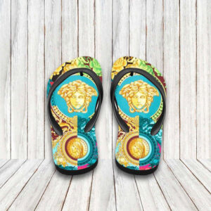 Versace Sustainable Voyage Barocco Hawaiian Shirt Beach Shorts and Flip Flops Combo