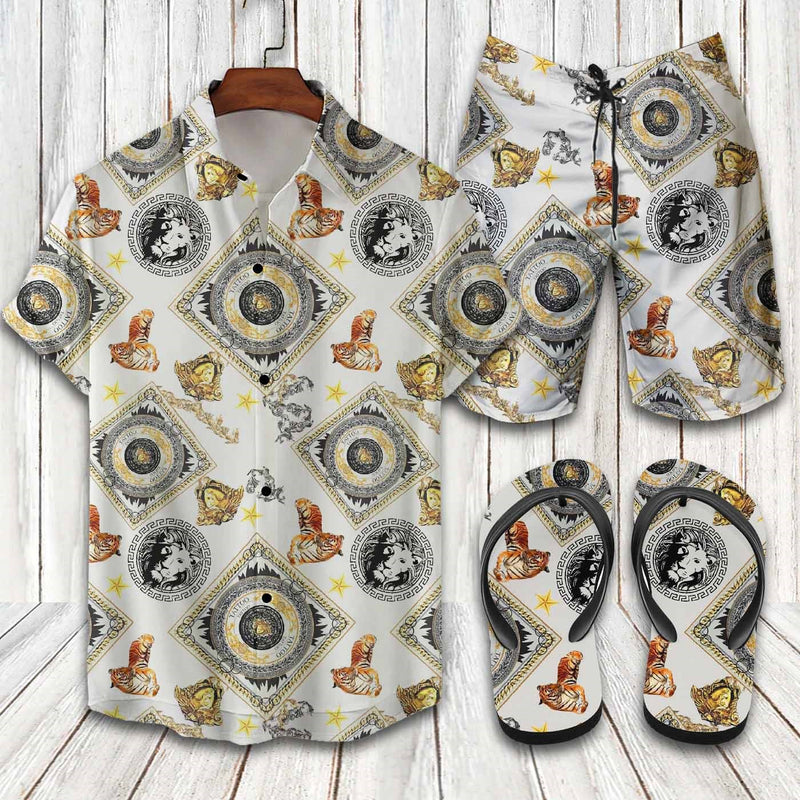 Versace chinese pattern 2022 Hawaiian Shirt Beach Shorts and Flip Flops Combo Versace chinese pattern 2022 Hawaiian Shirt Beach Shorts and Flip Flops Combo