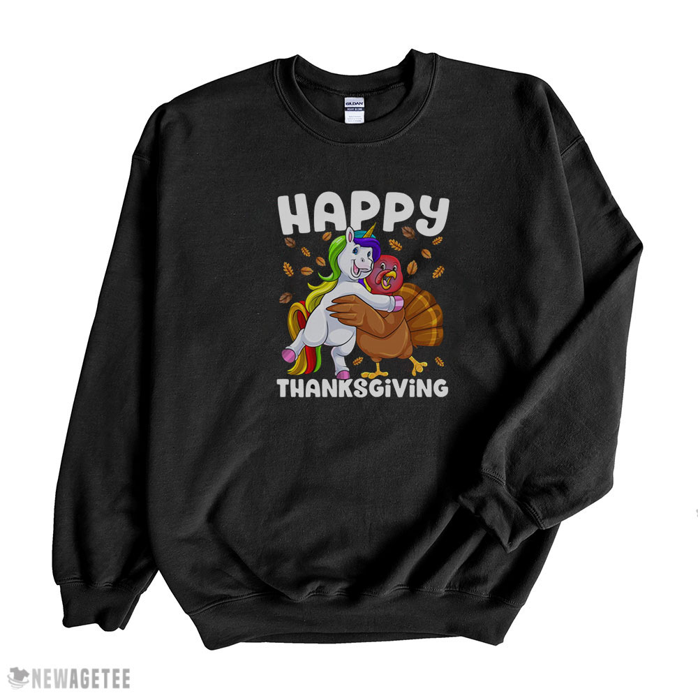 Friends Thanksgiving Shirt Unicorn Hugs Turkey Magical Happy Thanksgiving Friendsgiving Classic Shirt Hoodie, Long Sleeve, Tank Top