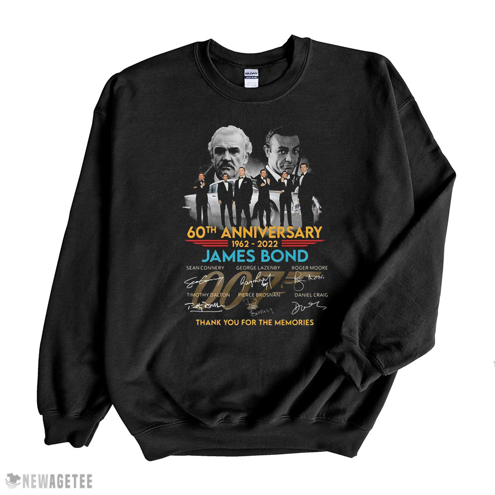 James Bond 60th Anniversary 1962 2022 007 Signatures Thank You For The Memories Shirt Sweatshirt, Tank Top, Ladies Tee