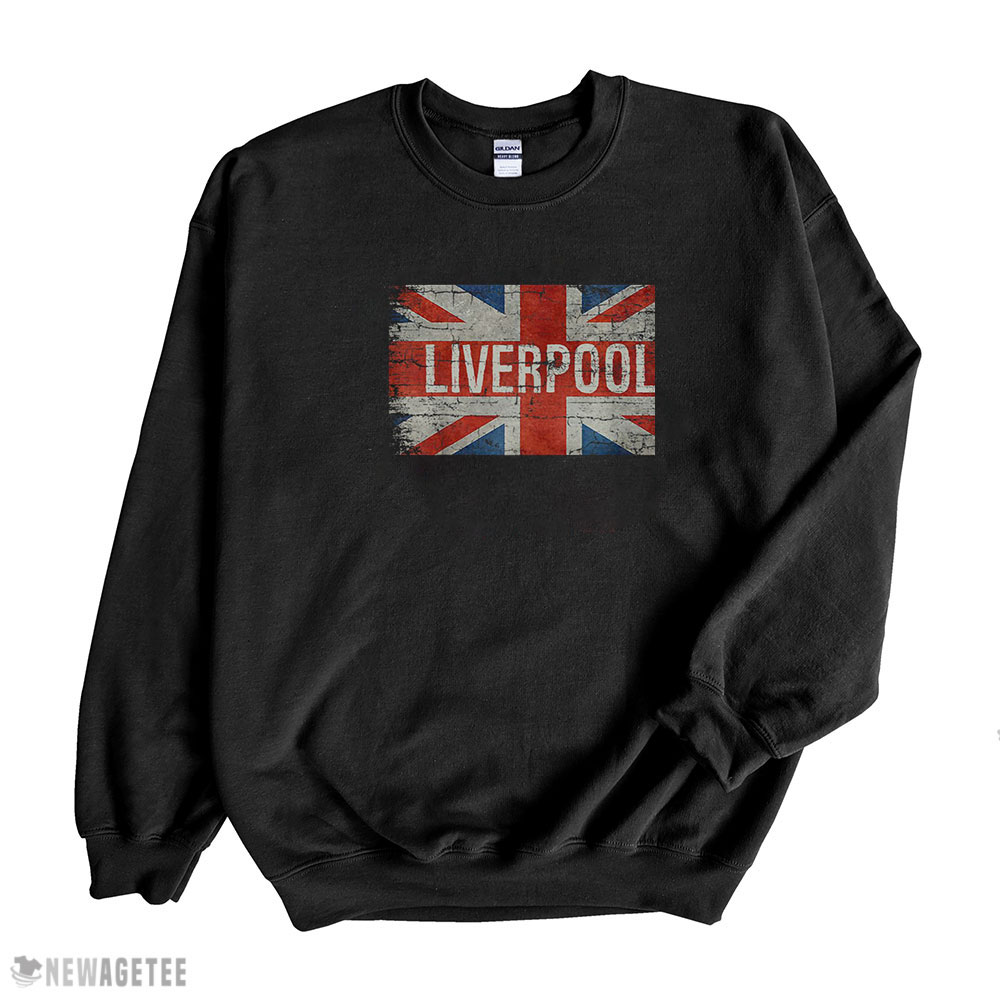 Liverpool United Kingdom British Flag Souvenir Vintage T Shirt Long Sleeve, Ladies Tee