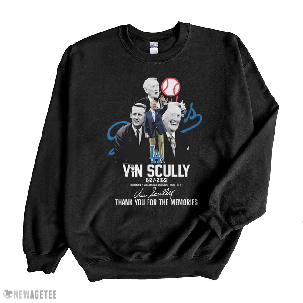 Los Angeles Dodgers Vin Scully 1972 2022 Thank You For The Memories Signature Shirt Hoodie, Sweatshirt, Longsleeve, Tank Top, Ladies Tee