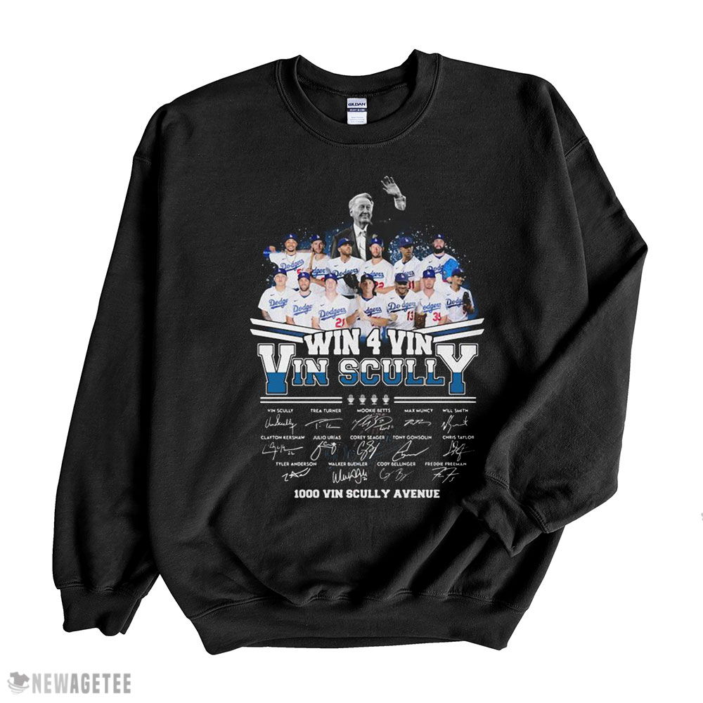 Los Angeles Dodgers Win 4 Vin Vin Scully 1000 Vin Scully Avenue Signatures Shirt Sweatshirt, Tank Top, Ladies Tee