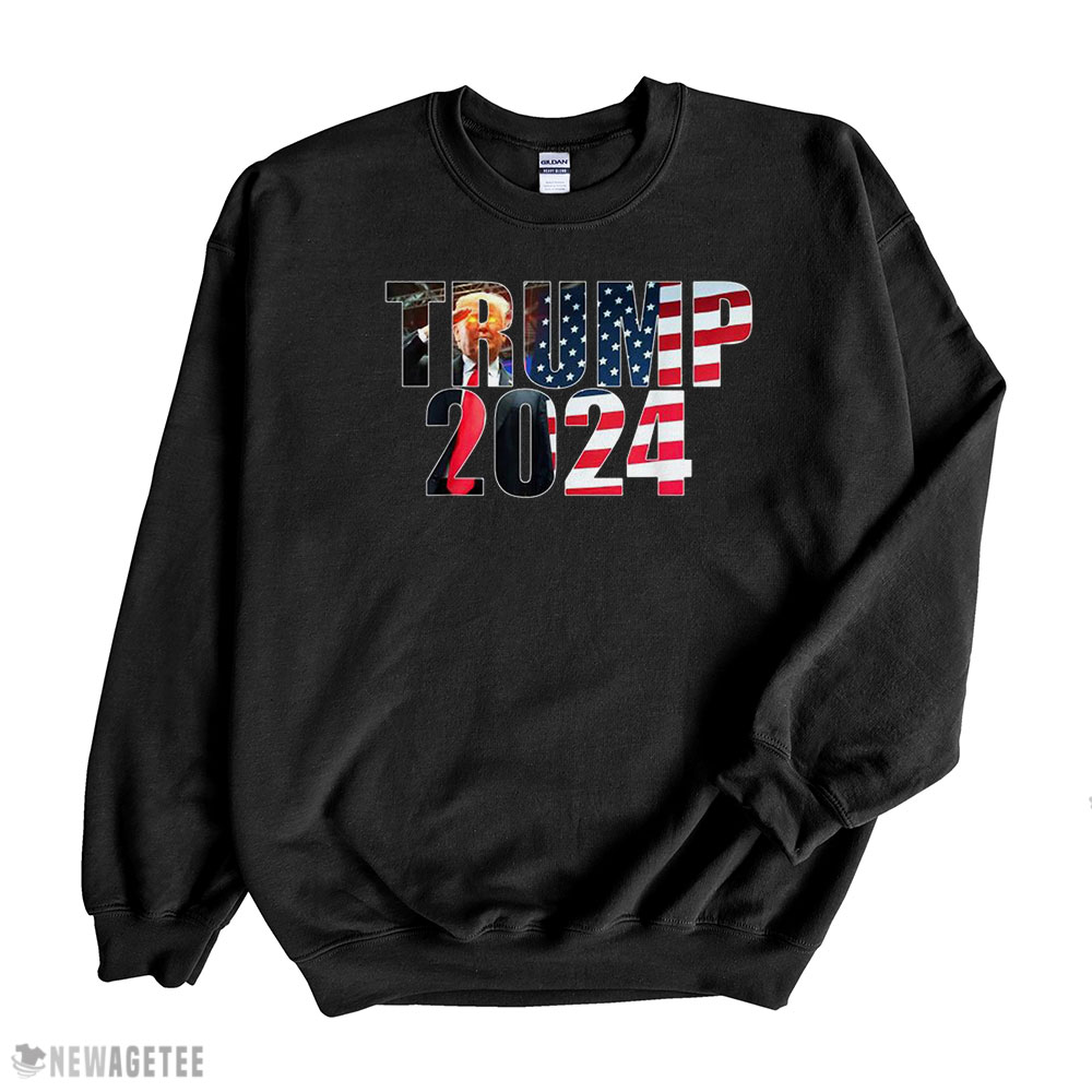 President Trump American Flag Trump 2024 Shirt Long Sleeve, Ladies Tee