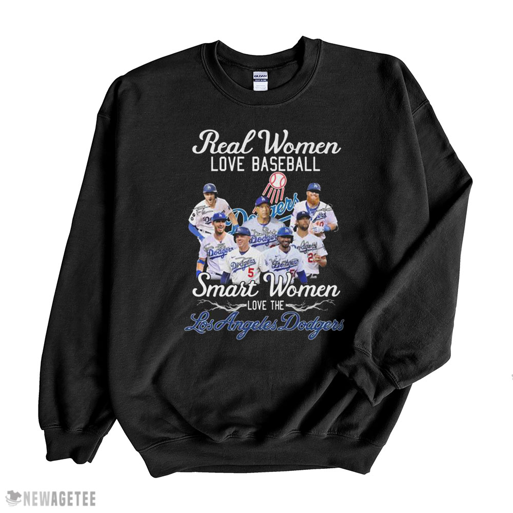 Real Women Love Baseball Smart Women Love The Los Angeles Dodgers Signatures Shirt Longsleeve, Ladies Tee