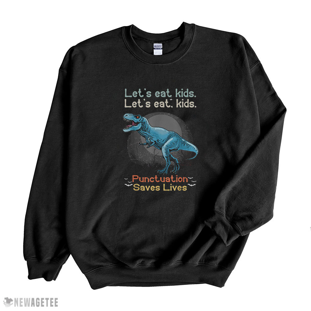 Teacher Halloween Shirt Lets Eat Kids Grammar Dinosaur Trex Hoodie, Long Sleeve, Tank Top