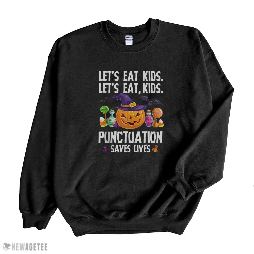 Teacher Halloween Shirt Punctuation Saves Lives Halloween Funny Lets Eat Kids