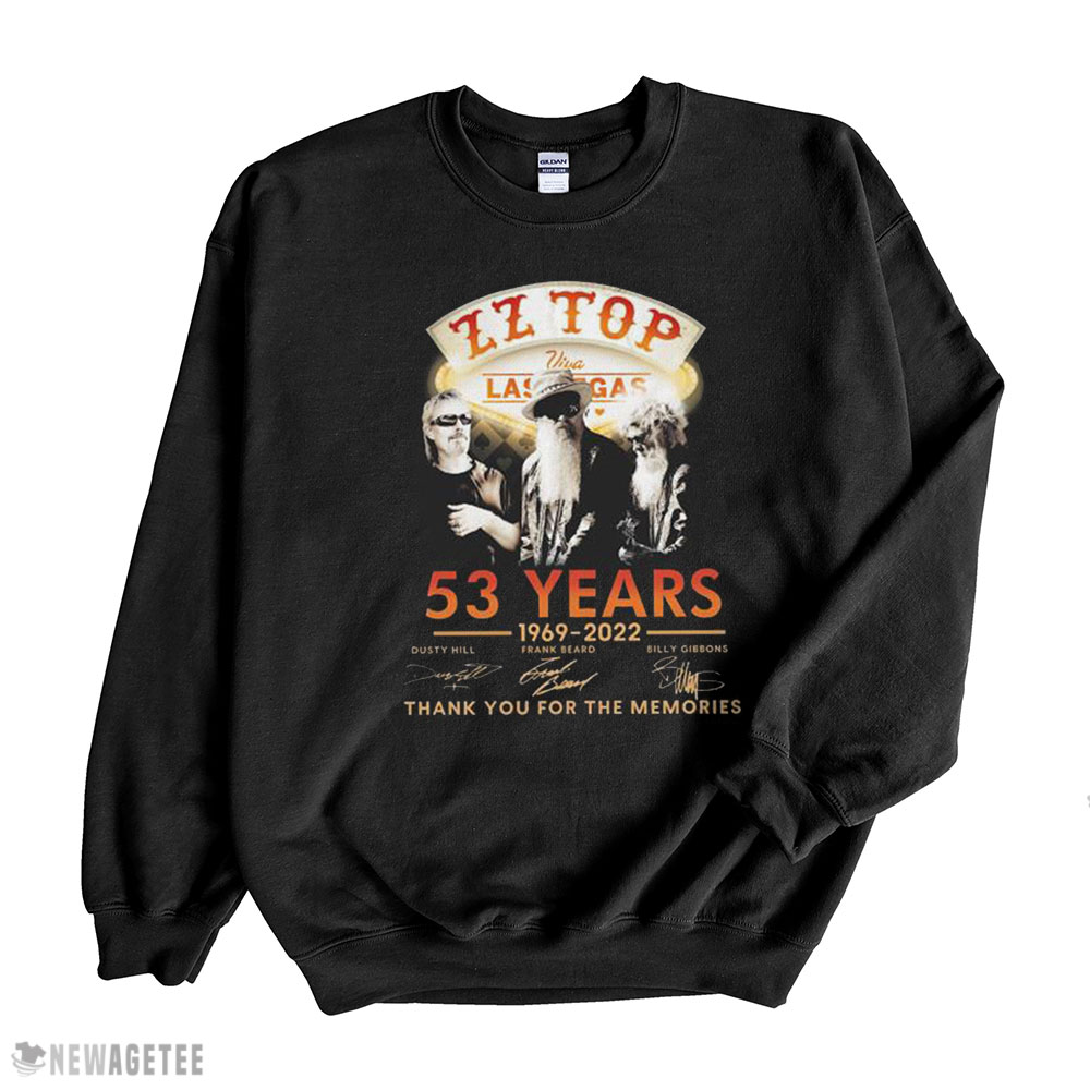 Zz Top Viva Las Vegas 53 Years 1969 2022 Thank You For The Memories Signatures Shirt Hoodie, Long Sleeve, Tank Top