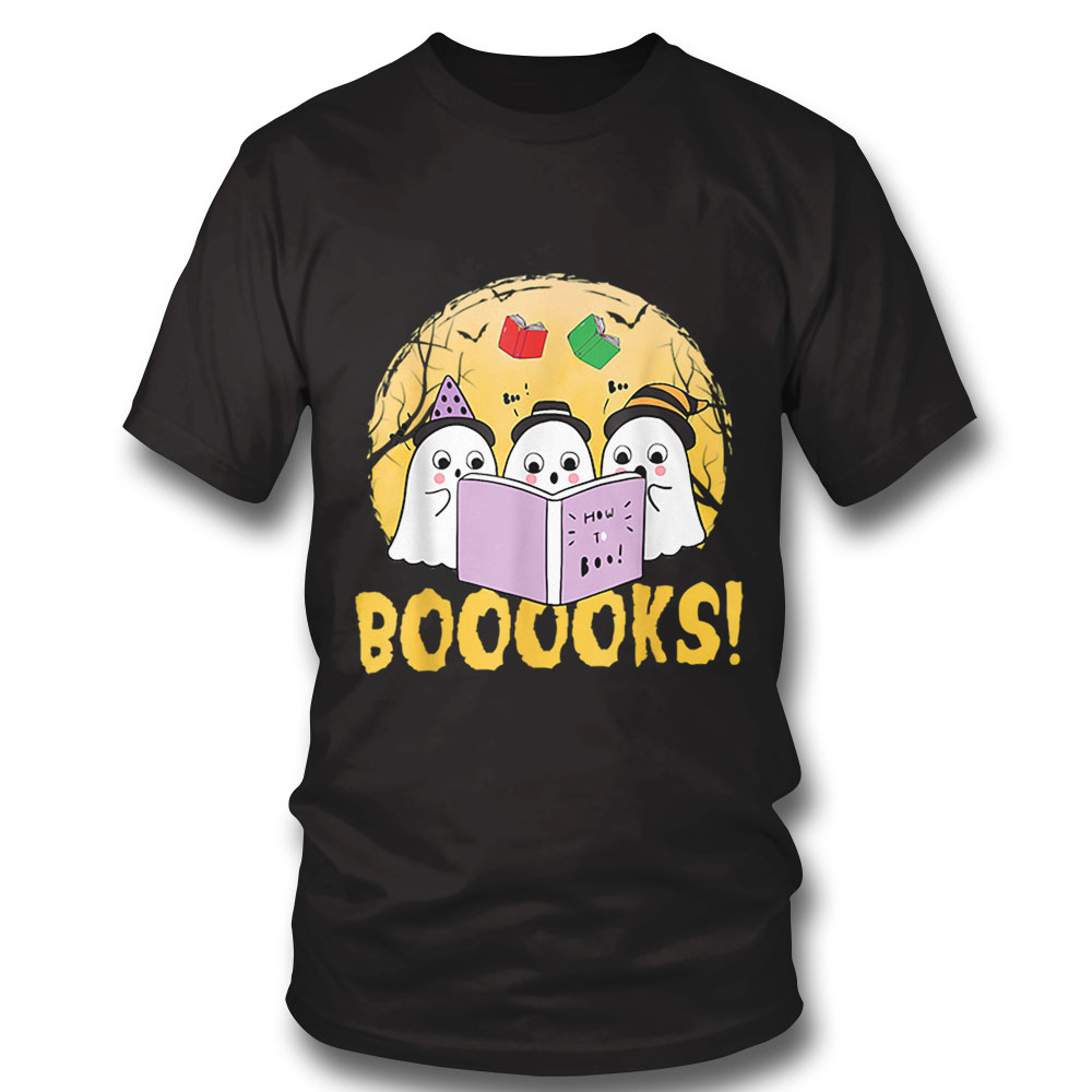Booooks Ghost Boo Read Books Library Funny Halloween Spooky T Shirt