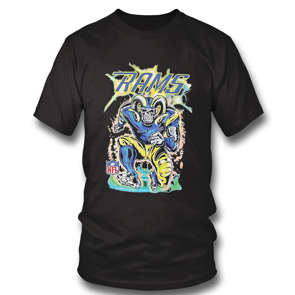 Los Angeles Rams T-shirt Vintage Nfl Los Angeles Rams Skeleton Long Sleeve, Ladies Tee