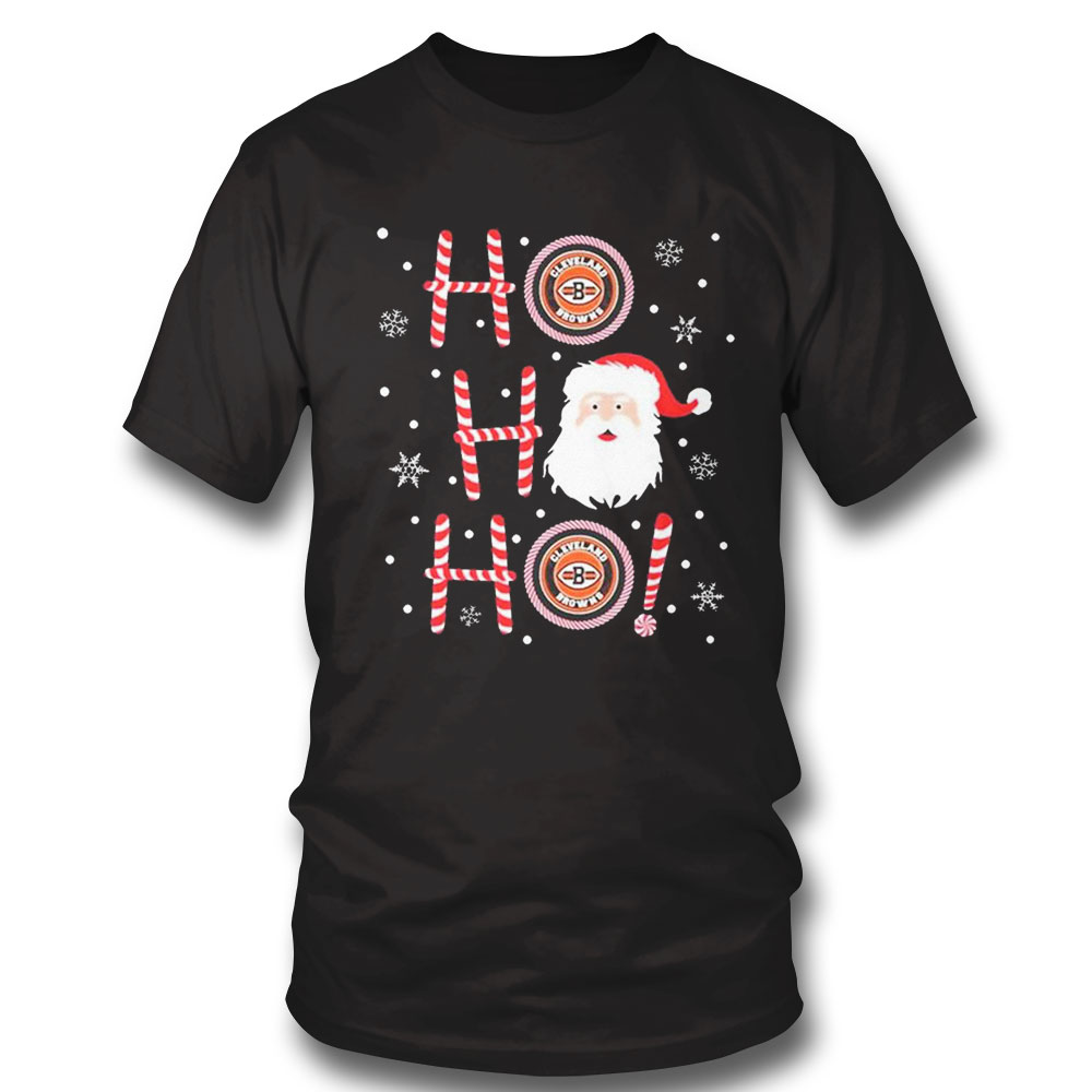 Santa Claus Ho Ho Ho Cleveland Browns Christmas Shirt Long Sleeve, Ladies Tee