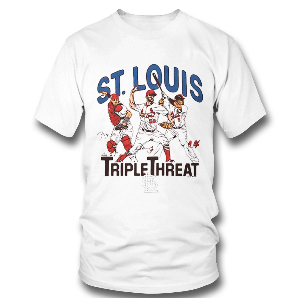 St Louis Cardinals Triple Threat Molina Wainwright Pujols Signatures Shirt Sweatshirt, Tank Top, Ladies Tee