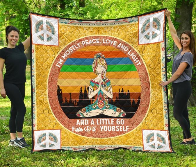 A Little Go Fuck Yourself Vintage Hippie Fleece Quilt Blanket Comfortable