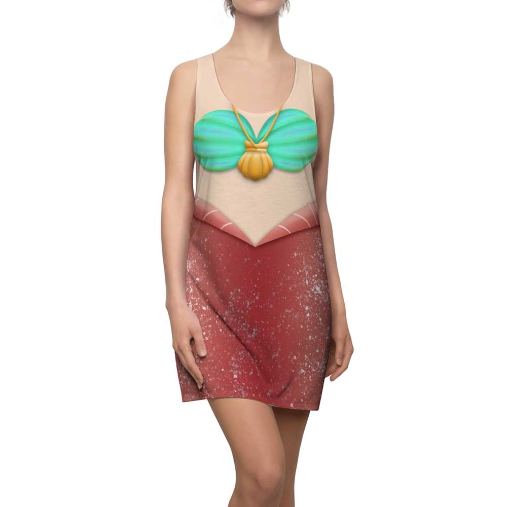 Adult Mermaid Melody Sleeveless Racerback Dress Costume Disney Little Mermaid Cosplay Halloween Cosplay