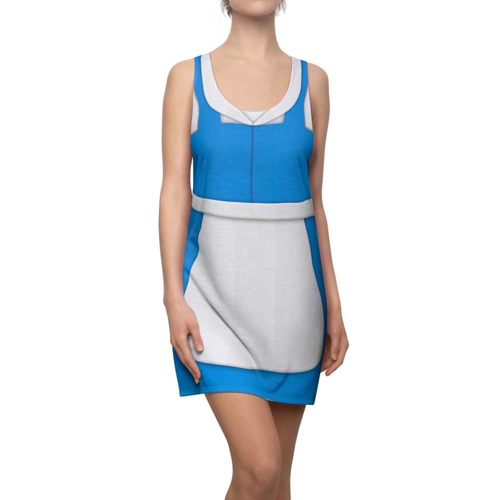 Belle Village Blue Racerback Dress Costume Beauty And The Beast Halloween Cosplay