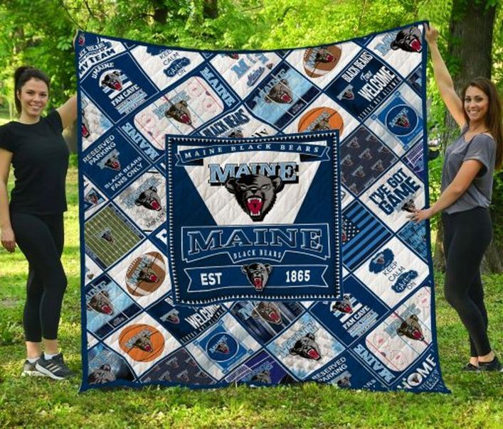 Black Bears Ncaa Maine Black Bears Collection Combined Fleece Quilt Blanket Premium