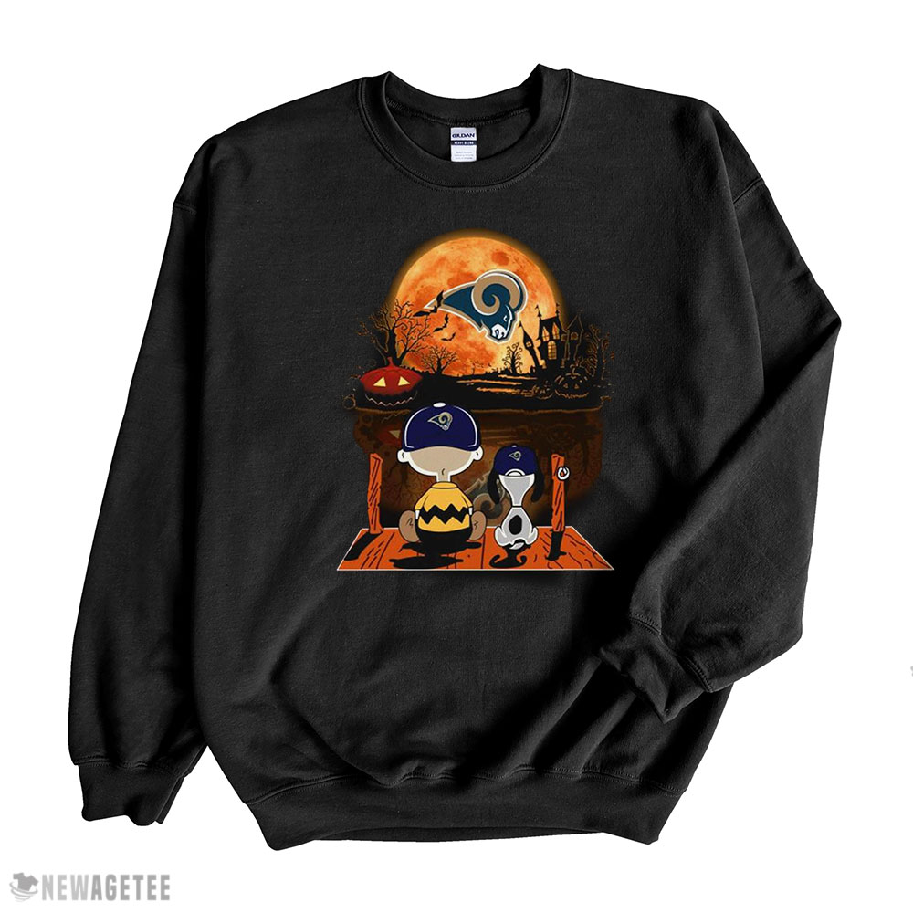 Charlie Brown And Snoopy Watching Halloween Los Angeles Rams T-shirt Hoodie, Long Sleeve, Tank Top
