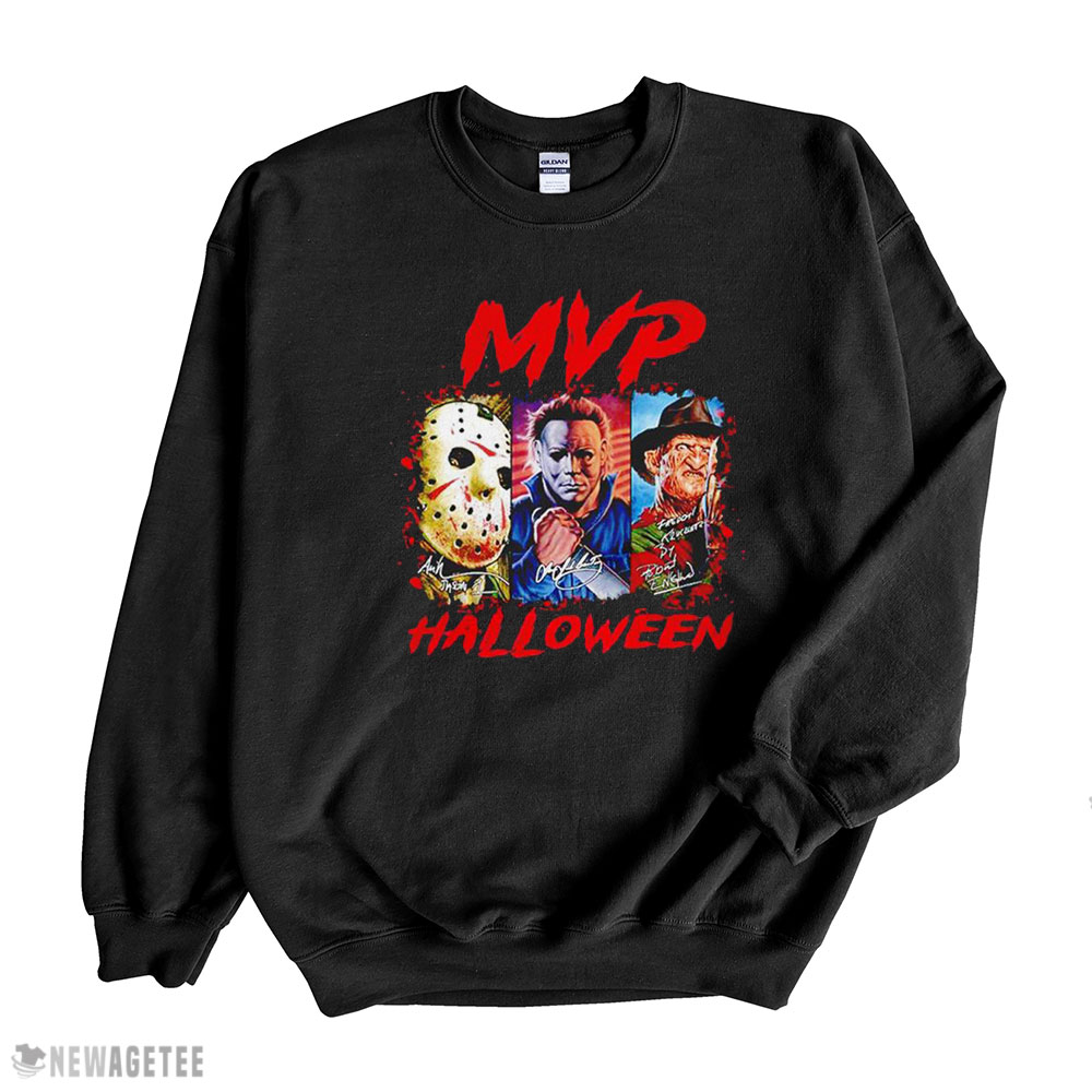 Mvp Halloween Jason Voohees Michael Myers Freddy Krueger Signatures Shirt Hoodie, Long Sleeve, Tank Top