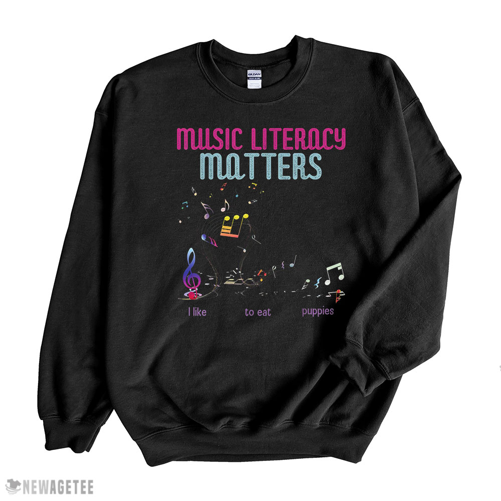 Vintage Music Literacy Matters I Like To Eat Puppies T-shirt