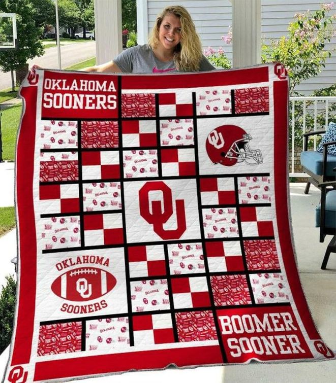 Boomer Sooner Ncaa Oklahoma Sooners Fleece Quilt Blanket Premium