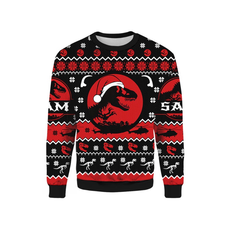Customized Dinosaur Jurassic Park Ugly Christmas Sweater Knitted Sweater Customized Dinosaur Jurassic Park Ugly Christmas Sweater Knitted Sweater