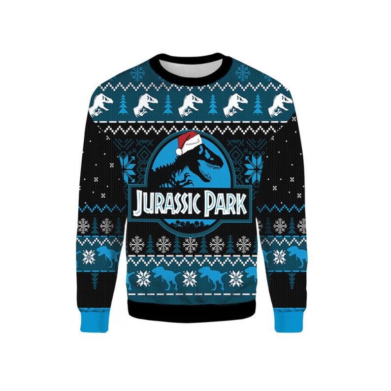 Customized Dinosaur Jurassic Park Ugly Christmas Sweater Knitted Sweater