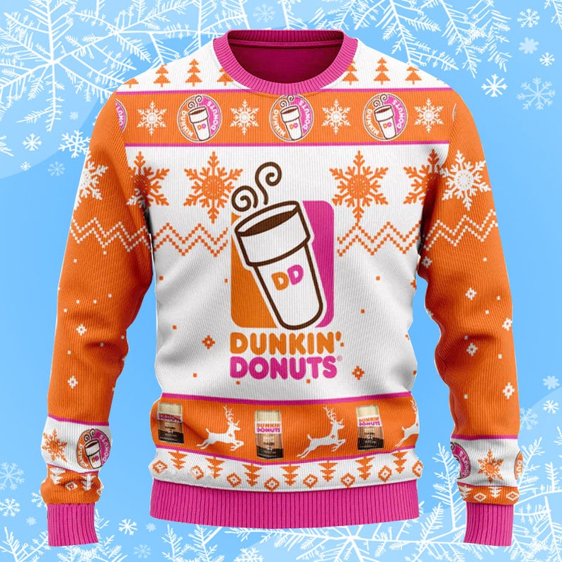 Dunkin Donuts Ugly Christmas Sweater Gift Xmas