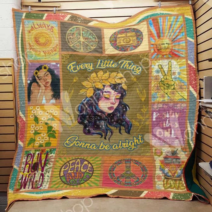 Every Little Thing Gonna Be Alright Hippie Fleece Quilt Blanket Gift